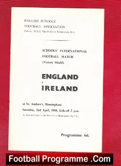 England v Ireland 1966 – Schoolboys Match at Birmingham