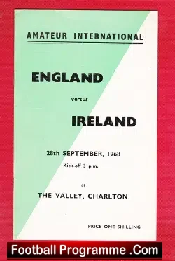 England v Ireland 1968 – Amateur International at Charlton