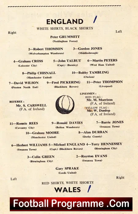 England v Wales 1963 – U23 at Ashton Gate – Bristol