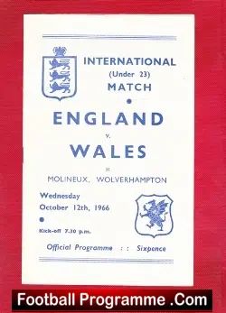 England v Wales 1966 – U23 at Wolves + John Toshack