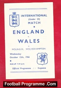 England v Wales 1966 – U23 at Wolves + Ron Harris