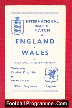 England v Wales 1966 – U23 International at Wolves