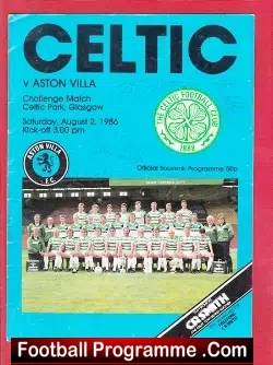 Glasgow Celtic v Aston Villa 1986 – Multi Autographed Signed