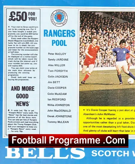 Glasgow Rangers v Aberdeen 1980 – Multi Autographed Signed