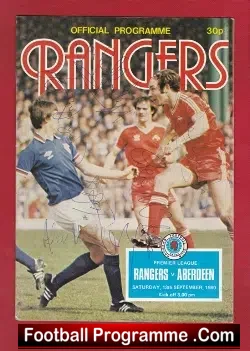 Glasgow Rangers v Aberdeen 1980 – Multi Autographed Signed