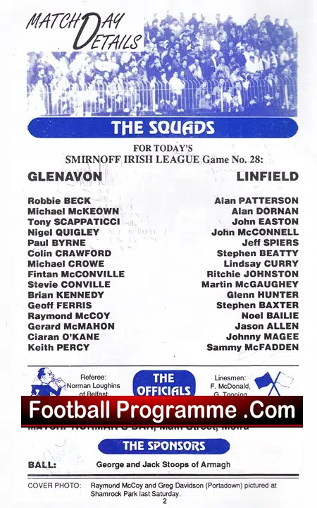 Glenavon v Linfield 1992 – Multi Autographed Signed