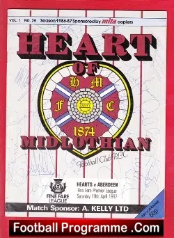 Heart Of Midlothian v Aberdeen 1987 – Multi Autograph SIGNED