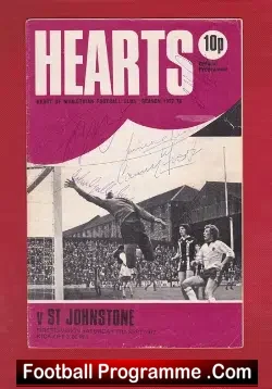 Heart Of Midlothian v St Johnstone 1977 - Multi Autographs - football programme