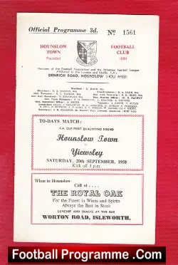 Hounslow Town v Yiewsley 1958