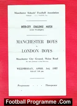 Manchester Boys v London Boys 1957 – School Boys Manchester City