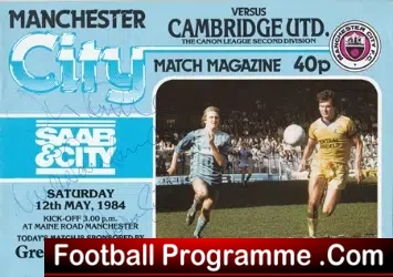 Manchester City v Cambridge United 1984 - Multi Autographed - football programme