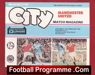 Manchester City v Manchester United 1981 - football programme