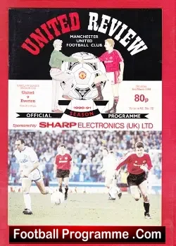 Manchester United v Everton 1991 - Ryan Giggs Debut Match - football programme