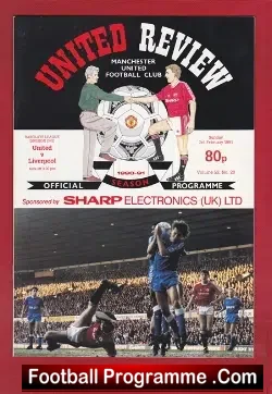 Manchester United v Liverpool 1991 - football programme