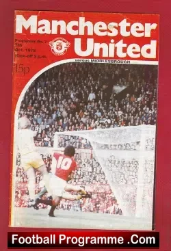 Manchester United v Middlesbrough 1978 - football programme