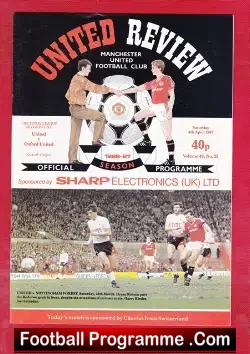 Manchester United v Oxford United 1987 - football programme