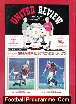 Manchester United v Wimbledon 1991 - football programme