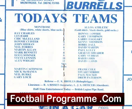 Montrose v Alloa Athletic 1984 – Multi Autographed Signed