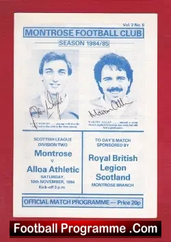 Montrose v Alloa Athletic 1984 – Multi Autographed Signed