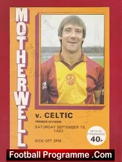 Motherwell v Glasgow Celtic 1982 - Multi Autographed Signed - football programme
