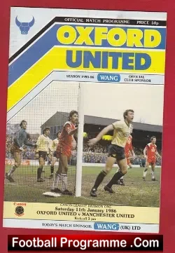 Oxford United v Manchester United 1986 - at Manor Ground - football programme