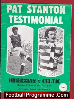 Pat Stanton Testimonial Benefit Match Hibernian Hibs 1978 - football programme