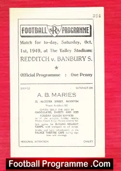 Redditch United v Banbury Spencer 1949