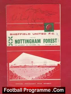 Sheffield United v Nottingham Forest 1963 – Multi Autographed