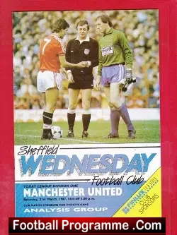 Sheffield Wednesday v Manchester United 1987 - football programme