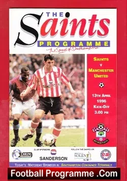 Southampton v Manchester United 1996 - football programme