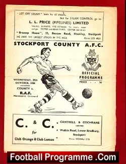 Stockport County v Royal Air Force RAF 1958 - Football Team - football programme