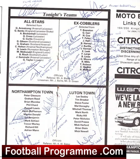 Terry Branston Testimonial Northampton Town 1986 – Multi Signed
