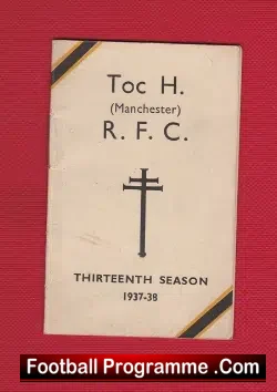 Toc H Rugby Club Season Boklet 1937 - 38 - rugby programme