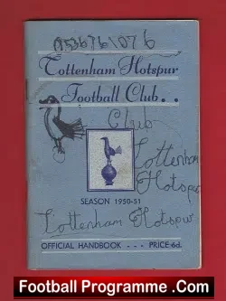 Tottenham Hotspur Spurs Official Handbook 1950 – 1951