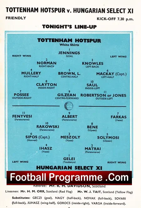Tottenham Hotspur v Hungarian Select XI 1965 – Hungary