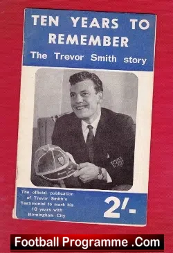 Trevor Smith Football Testimonial Booklet Birmingham City 1960s - football memorabilia