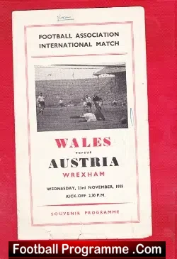 Wales v Austria 1955 - at Wrexham - Pirate - football programme
