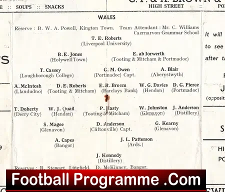 Wales v Ireland 1961 – Played at Porthmadog