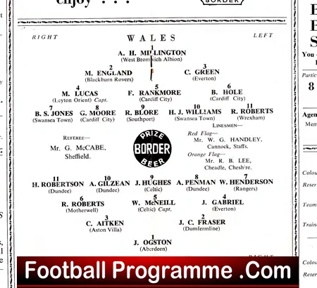Wales v Scotland 1961 – U23 at Wrexham