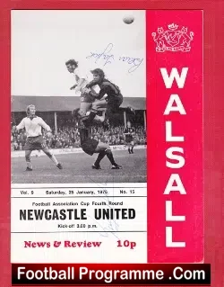 Walsall v Newcastle United 1975 – Multi Signed Autographed