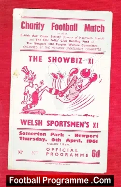 Welsh Sportsmen XI v Showbiz XI 1961 – at Newport Signed