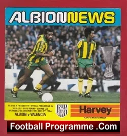 West Bromwich Albion v Valencia 1978 - UEFA Cup - football programme