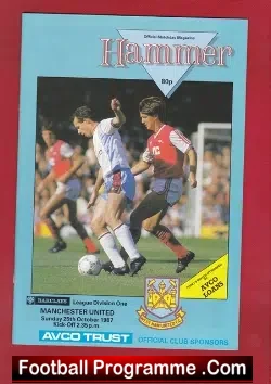West Ham United v Manchester United 1987 - football programme