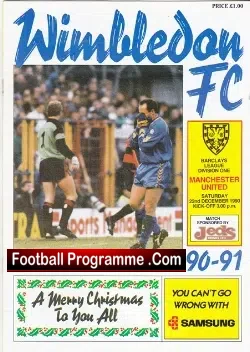 Wimbledon v Manchester United 1990 - football programme