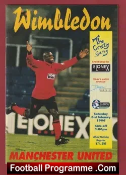Wimbledon v Manchester United 1996 - football programme