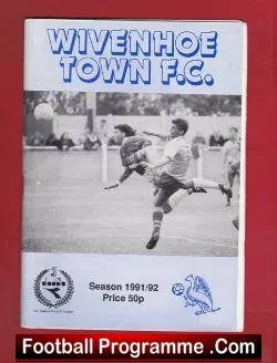 Wivenhoe Town v Marlow 1992 - football programme