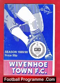 Wivenhoe Town v Purfleet 1990 - football programme