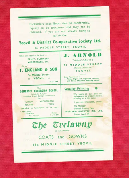 Yeovil Town v Chelmsford City 1948