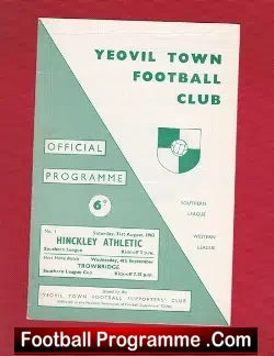 Yeovil Town v Hinckley Athletic 1963