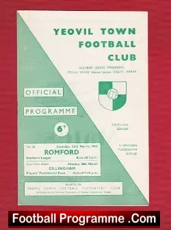Yeovil Town v Romford 1966 - football programme